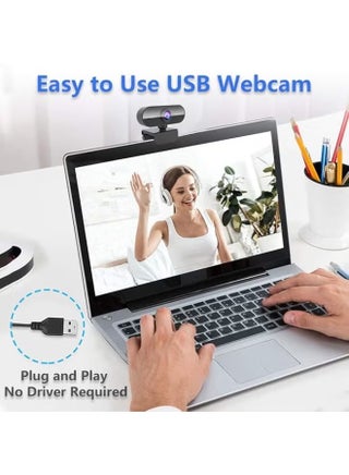 كاميرا ويب USB بدقة فول HD 1080بكسل مع ميكروفون، كاميرا بث مباشر مزودة بعدسة زجاجية وتركيز تلقائي، كاميرا ويب قابلة للتعديل للمؤتمرات المرئية والفصول عبر الإنترنت على أجهزة الكمبيوتر بماك - view 4
